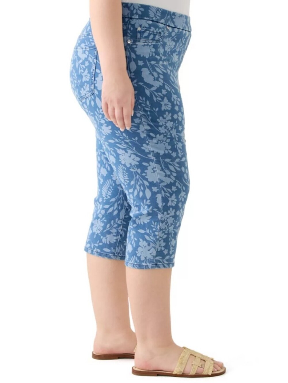 Kim Rogers Blue Floral Knit Capris Size 18W NWT - Picture 2 of 8